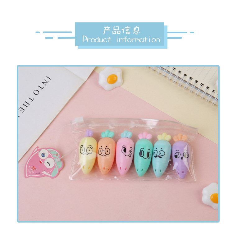 Tianfu Cartoon Fluorescent Pen Candy Modeling Student Suit Marker Mini Color Flash Large Capacity Outline