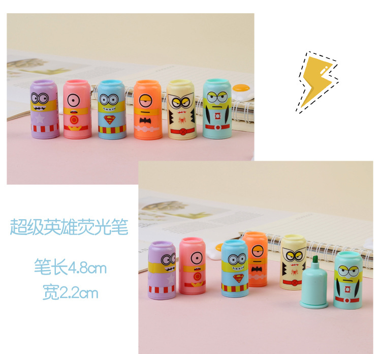 Tianfu Cartoon Fluorescent Pen Candy Modeling Student Suit Marker Mini Color Flash Large Capacity Outline