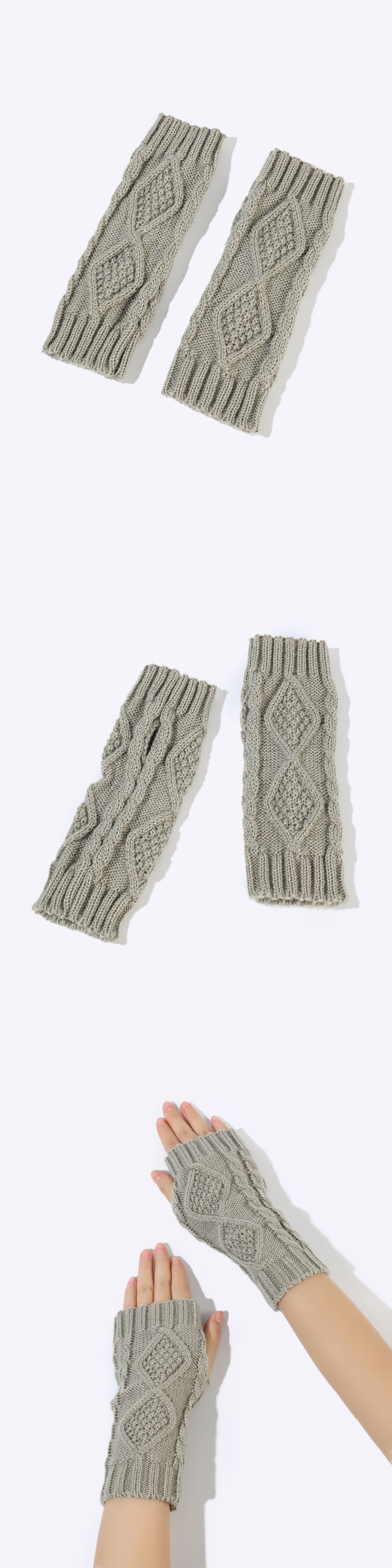 Knit Acrylic Gloves Rhombus Pattern Women Winter Mittens War Knit Acrylic Gloves Rhombus Pattern Women Winter Mittens War