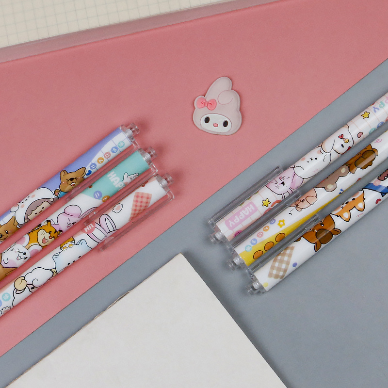 New Cute Press Gel Pen Ins Good-looking Student Limited Black Pen 0.5mm Press Pen Wholesale