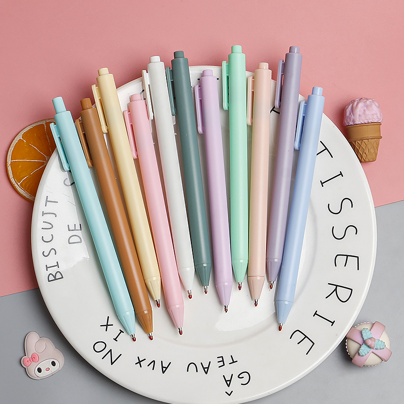 Pen Ins Morandi Macaron Student Good-looking Color Black Frosted Press Simple Gel Pen