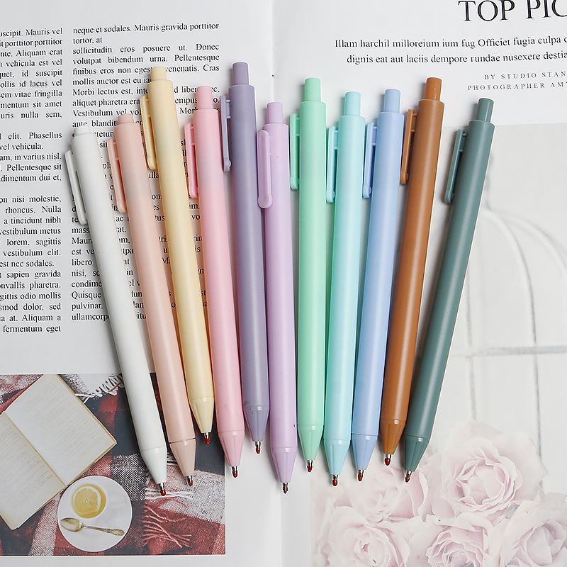 Pen Ins Morandi Macaron Student Good-looking Color Black Frosted Press Simple Gel Pen