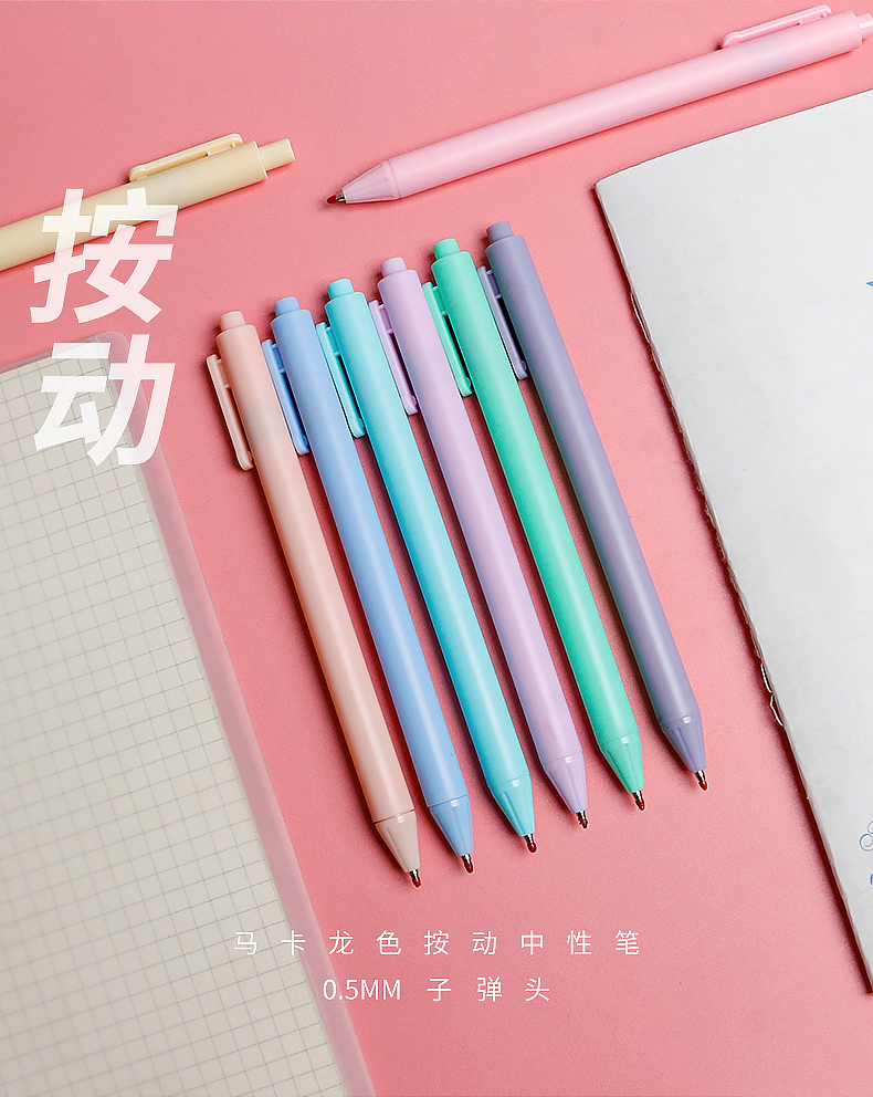 Pen Ins Morandi Macaron Student Good-looking Color Black Frosted Press Simple Gel Pen