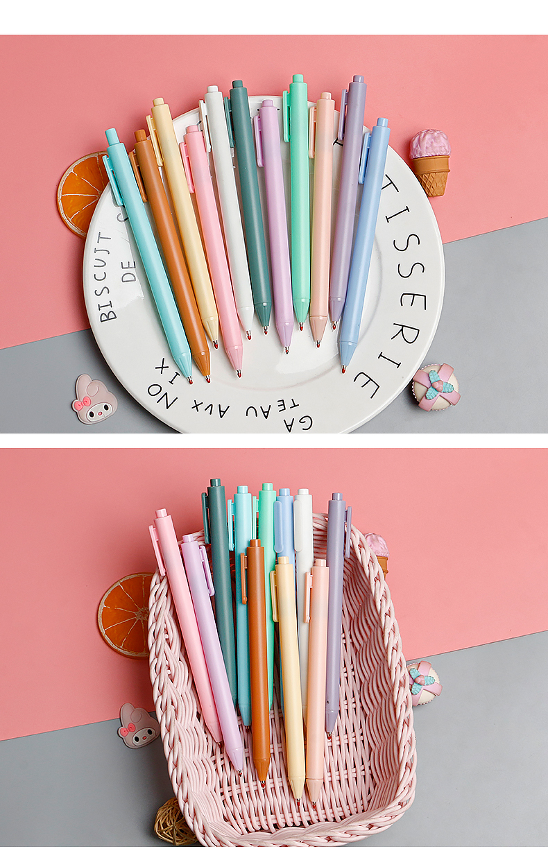 Pen Ins Morandi Macaron Student Good-looking Color Black Frosted Press Simple Gel Pen