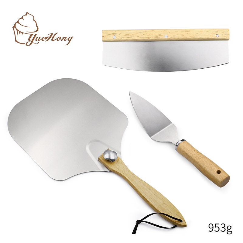 Wooden Handle Pizza Shovel ThreePiece Set Stainless Steel Scrapers Triangle Shovel Wooden Handle Square round Shovel Set Wooden Handle Pizza Shovel ThreePiece Set Stainless Steel Scrapers Triangle Shovel Wooden Handle Square round Shovel Set
