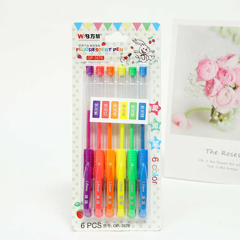 New Eco-friendly Color Fluorescent Pen GP-3576 Total Six Colors Bullet