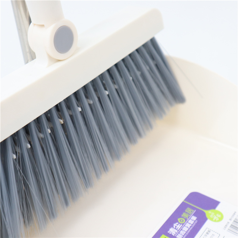 Modern Simple Rotatable Broom Set Broom Dustpan Combination Plastic Stainless Steel Double Wire Head Broom Garbage Shovel