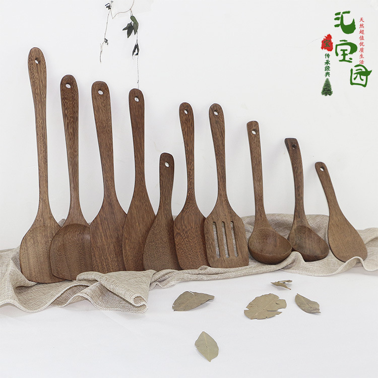  Door Frame Wooden Spoon Wooden Turner Oil Dipper Inclined Spatula Cooking Shovel Mahogany Kitchenware