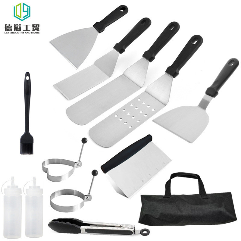 Amazon Hot Selling Stainless Steel Barbecue Suit Outdoor Barbecue Tools BBQ Grill Cooking Shovel Teppanyaki Shovel