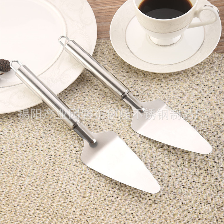 Stainless Steel round Tube Handle Cake Shovel 430 Material Pizza Shovel Triangle Spoon Cheese Shovel Stainless Steel round Tube Handle Cake Shovel 430 Material Pizza Shovel Triangle Spoon Cheese Shovel