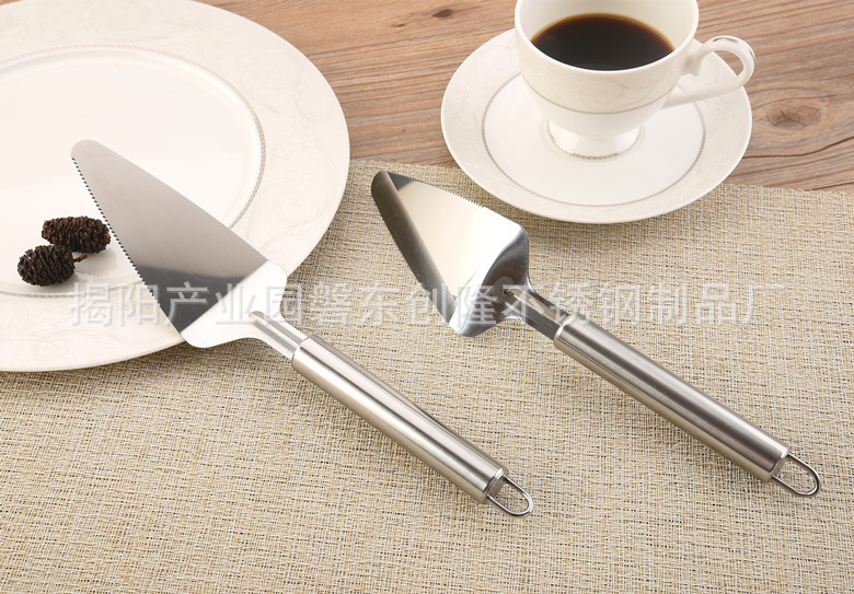 Stainless Steel round Tube Handle Cake Shovel 430 Material Pizza Shovel Triangle Spoon Cheese Shovel Stainless Steel round Tube Handle Cake Shovel 430 Material Pizza Shovel Triangle Spoon Cheese Shovel