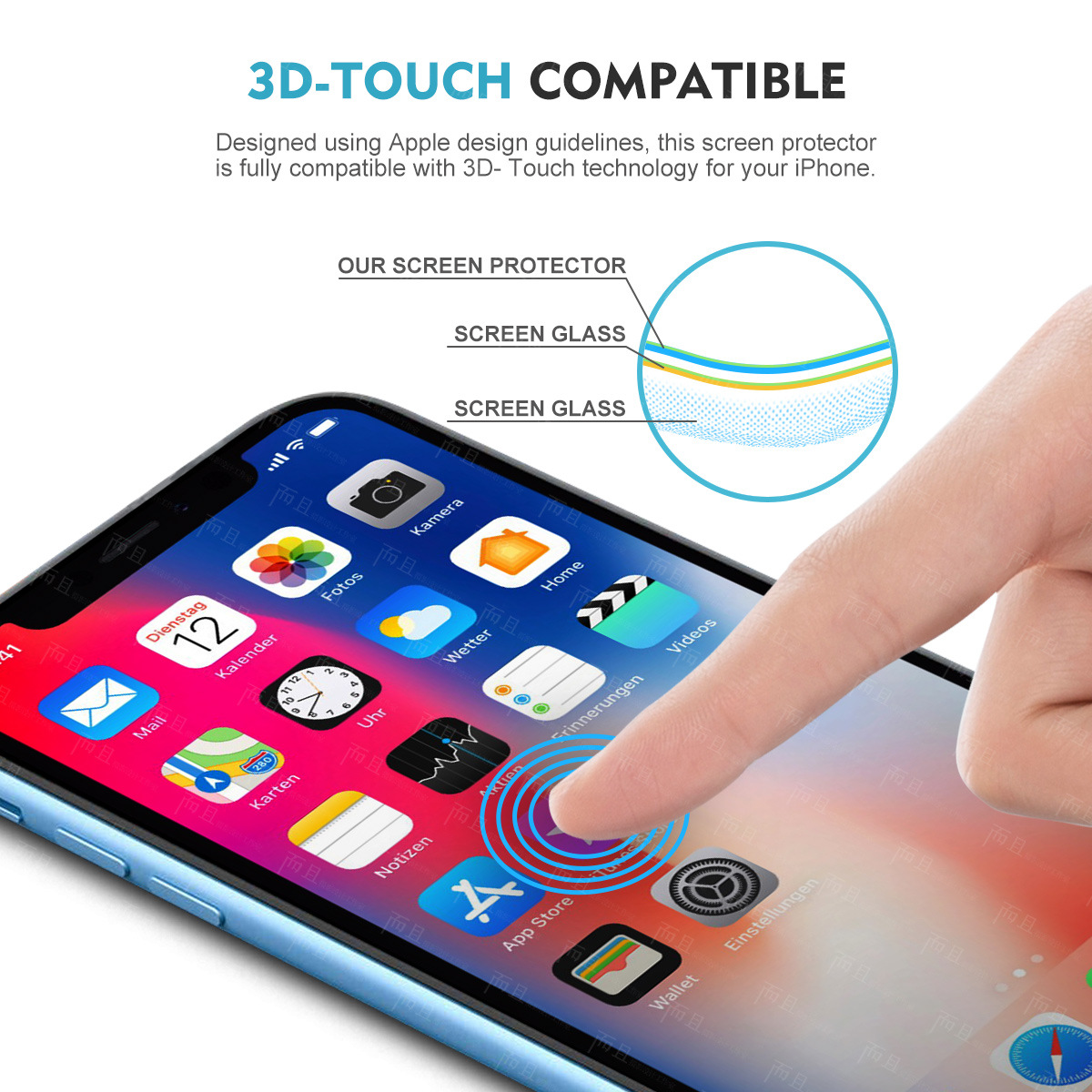 Amazon IPhoneX Full Screen Black Screen Protector 3-Piece Set with Positioning Frame Suitable for Iphone11 Tempered Film