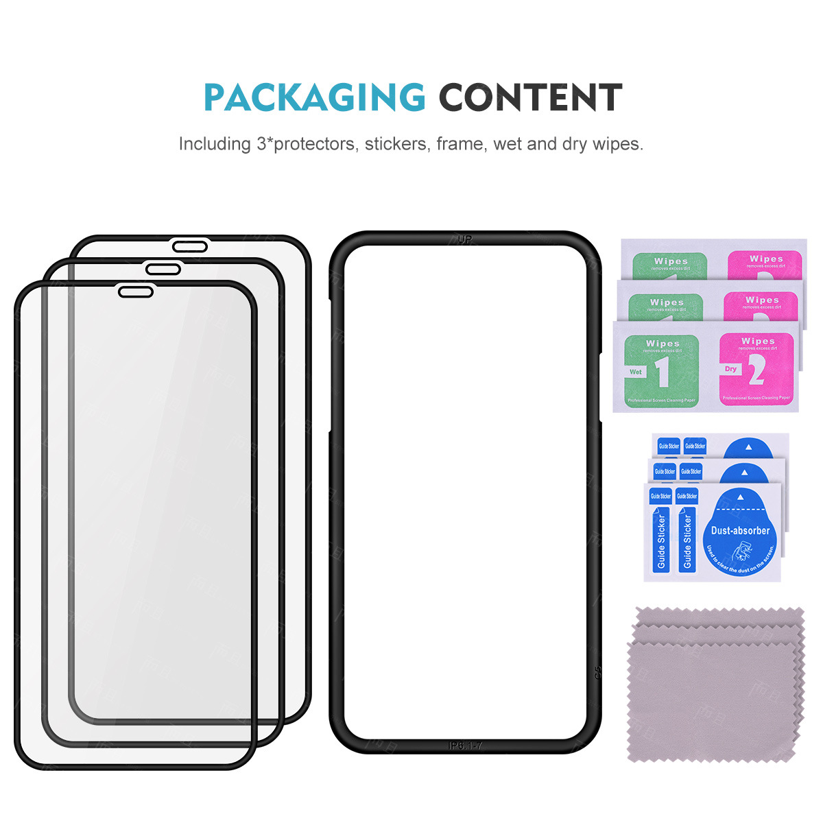 Amazon IPhoneX Full Screen Black Screen Protector 3-Piece Set with Positioning Frame Suitable for Iphone11 Tempered Film