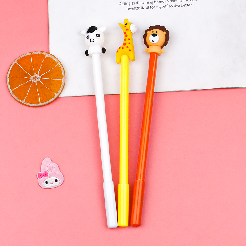 Cartoon Animal Silicone Lion Giraffe Doll Writing Signature Pen Creative Modeling Gel Pen Student Water-Based Paint Pen