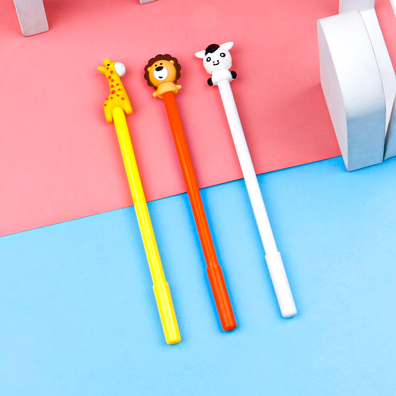 Cartoon Animal Silicone Lion Giraffe Doll Writing Signature Pen Creative Modeling Gel Pen Student Water-Based Paint Pen