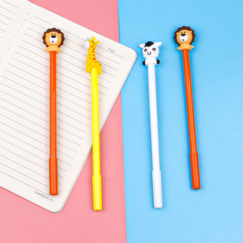 Cartoon Animal Silicone Lion Giraffe Doll Writing Signature Pen Creative Modeling Gel Pen Student Water-Based Paint Pen