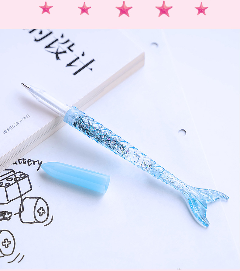 Fairy mermaid ballpoint pen 1.0 blue student neutral pen 0.5mm black small fresh girl heart pen Fairy mermaid ballpoint pen 1.0 blue student neutral pen 0.5mm black small fresh girl heart pen