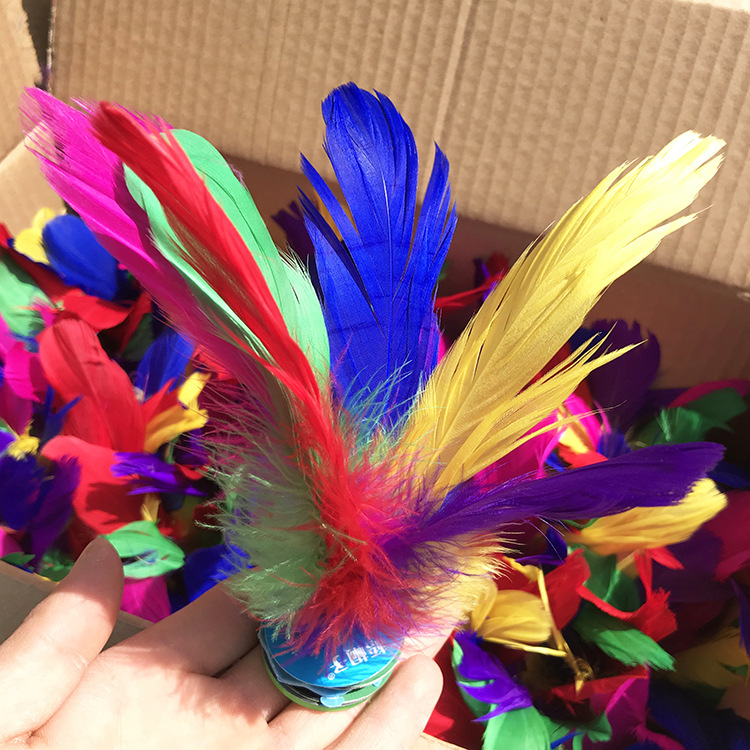 Factory Supply Kick Shuttlecock Student Sporting Goods Colorful Feather Shuttlecock Outdoor Sports 2 Yuan Department Store Wholesale