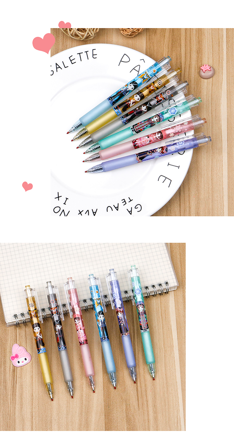 Ethnic Style Miao Cartoon Doll Press Gel Pen Good-looking Bullet Student Cute Black Signature Ball Pen
