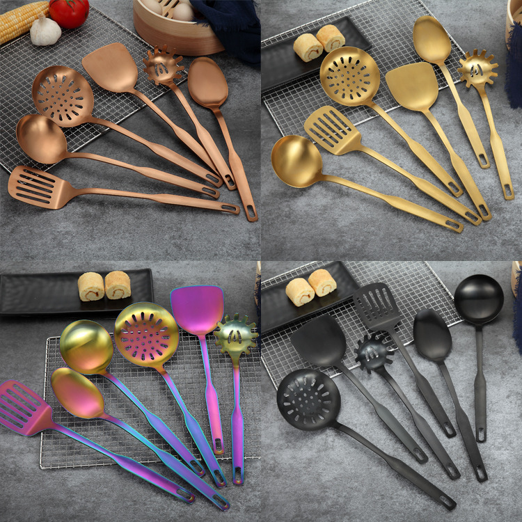 Kitchenware Cooking Ladel Set Sanding Titanium Plated Stainless Steel Shovel Set  Stainless Steel Kitchenware Kit