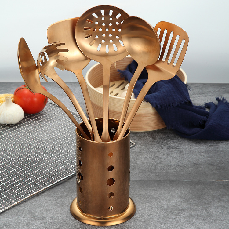 Kitchenware Cooking Ladel Set Sanding Titanium Plated Stainless Steel Shovel Set  Stainless Steel Kitchenware Kit