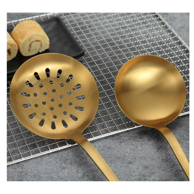 Kitchenware Cooking Ladel Set Sanding Titanium Plated Stainless Steel Shovel Set  Stainless Steel Kitchenware Kit