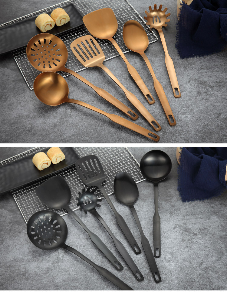 Kitchenware Cooking Ladel Set Sanding Titanium Plated Stainless Steel Shovel Set  Stainless Steel Kitchenware Kit
