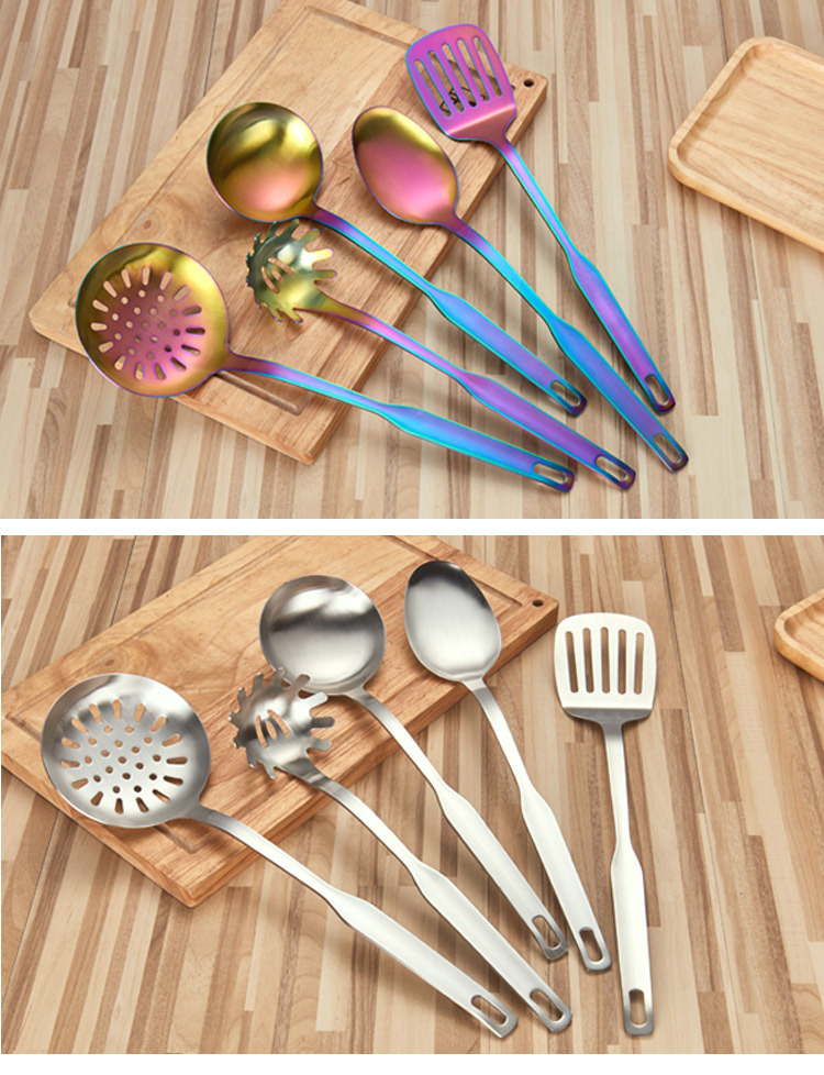 Kitchenware Cooking Ladel Set Sanding Titanium Plated Stainless Steel Shovel Set  Stainless Steel Kitchenware Kit