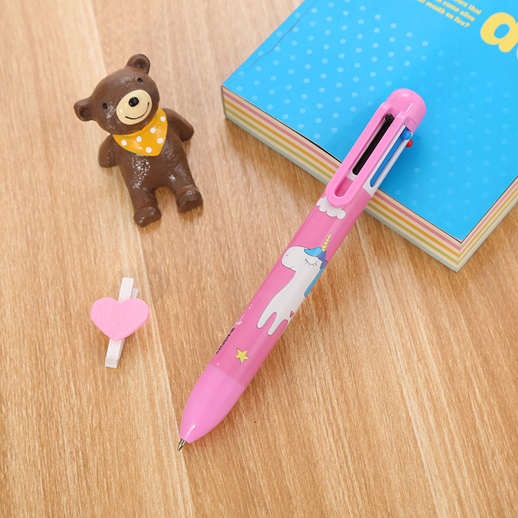 Creative stationery color ballpoint pen cute student 6 color flamingo oil pen cartoon unicorn ballpoint pen factory