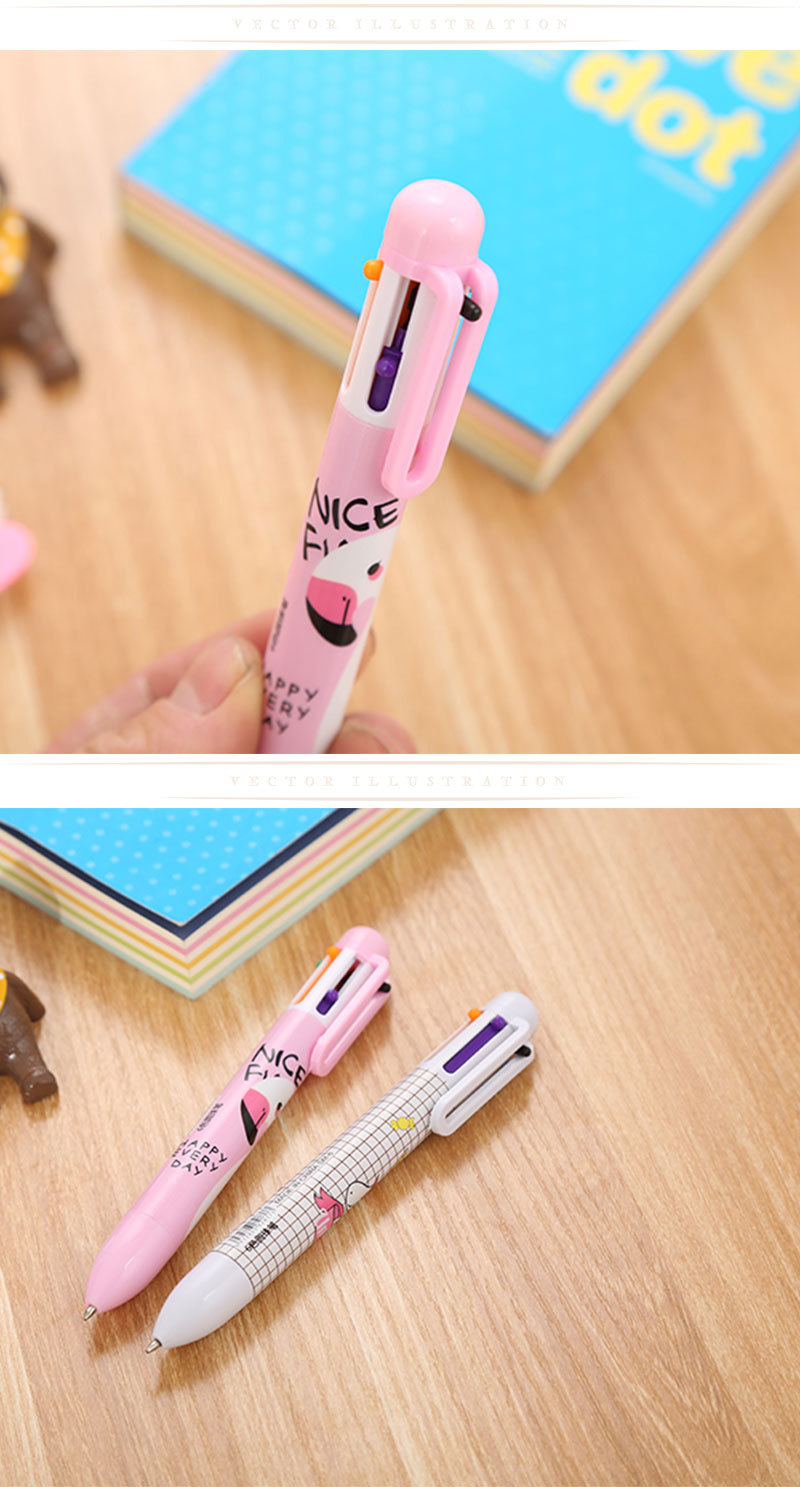 Creative stationery color ballpoint pen cute student 6 color flamingo oil pen cartoon unicorn ballpoint pen factory