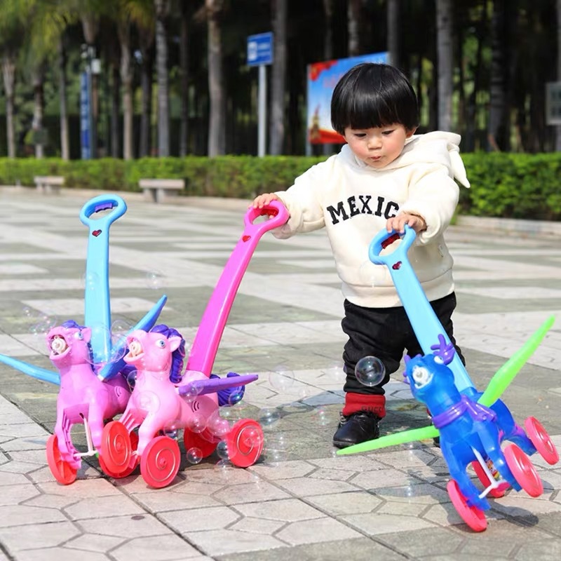 Hand Push Bulb-Producing Car Bubble Machine Automatic Children&#039;s Toy Bubble Gun Bubble Blowing Children&#039;s Outdoor Live Pony Toys