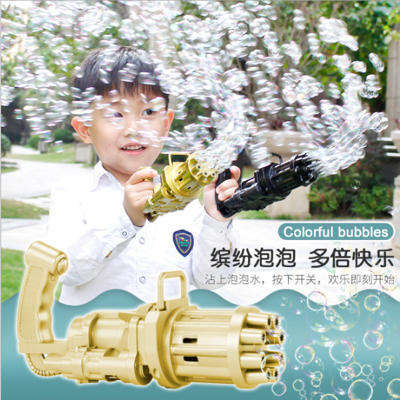 New Internet Celebrity Gatling Bubble Gun Automatic Eight-Hole out Bubble Machine Children&#039;s Outdoor Stall Toys Wholesale