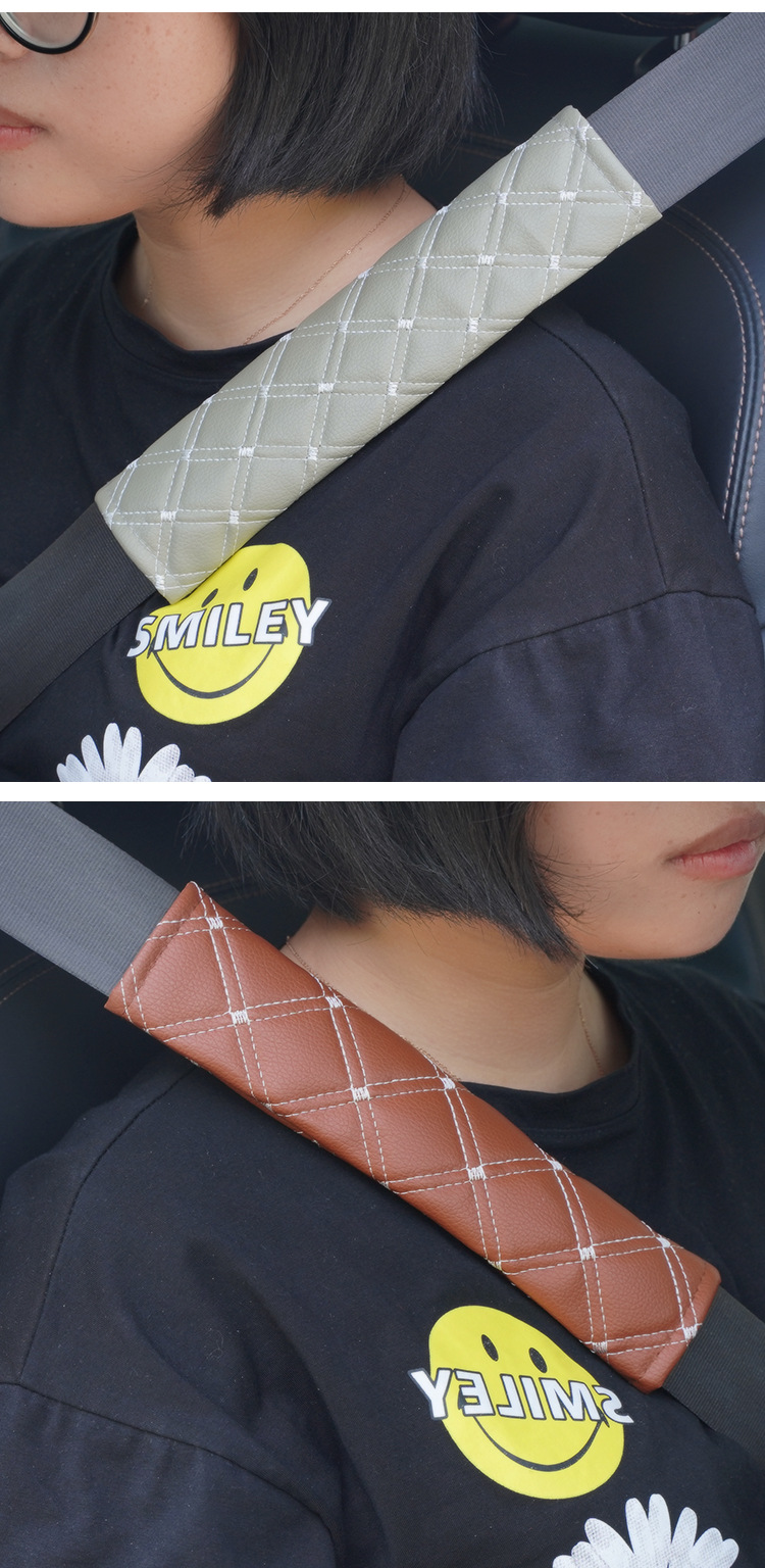 Factory Direct Supply Automobile Seat Belt Shoulder Protector Adjustable Leather Quilted Embroidery Pattern Four Seasons Universal Protective Cover Comfortable Factory Direct Supply Automobile Seat Belt Shoulder Protector Adjustable Leather Quilted Embroidery Pattern Four Seasons Universal Protective Cover Comfortable