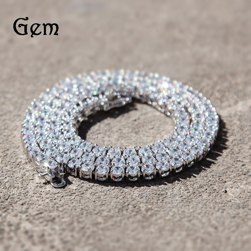 European Hip Hop Copper Inlaid Zircon a Row of Necklace Ins Popular Tennis Chain Multi-Specification Tennis Chain