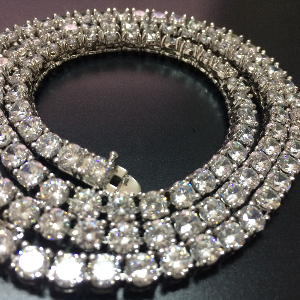 European Hip Hop Copper Inlaid Zircon a Row of Necklace Ins Popular Tennis Chain Multi-Specification Tennis Chain