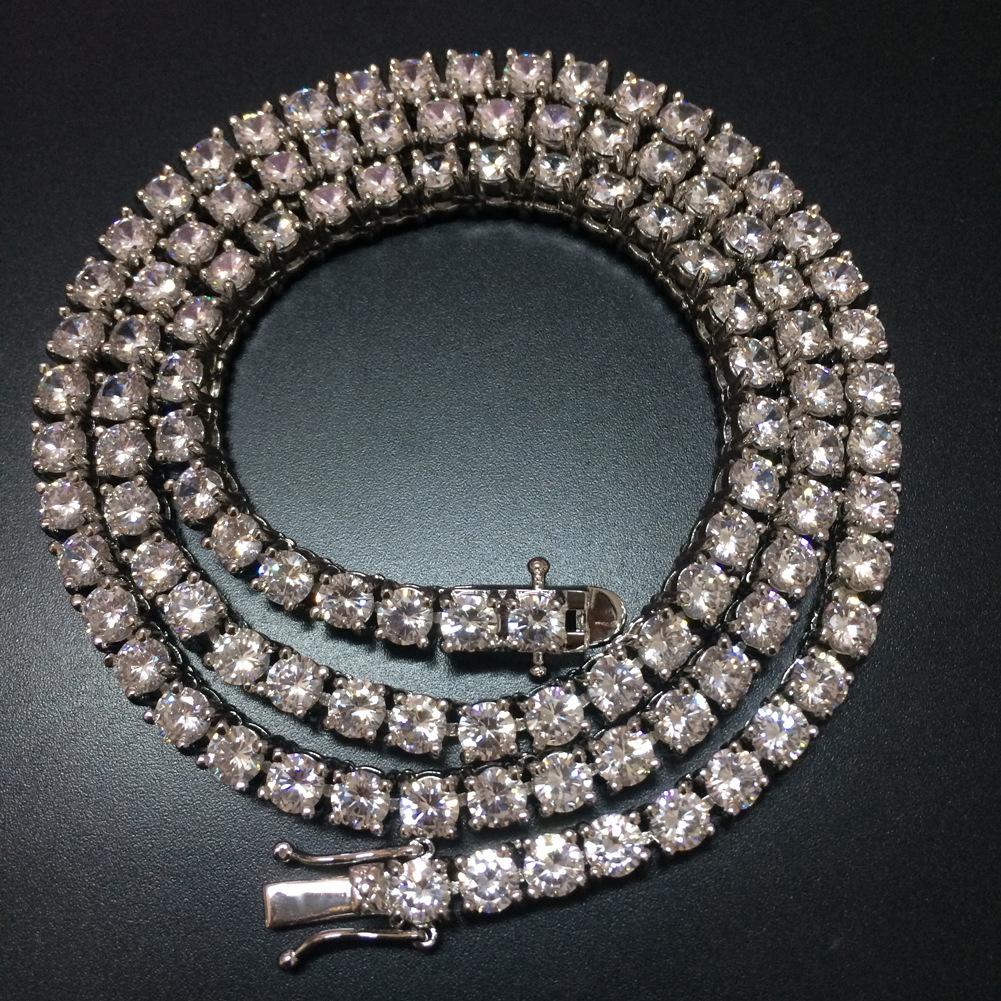 European Hip Hop Copper Inlaid Zircon a Row of Necklace Ins Popular Tennis Chain Multi-Specification Tennis Chain