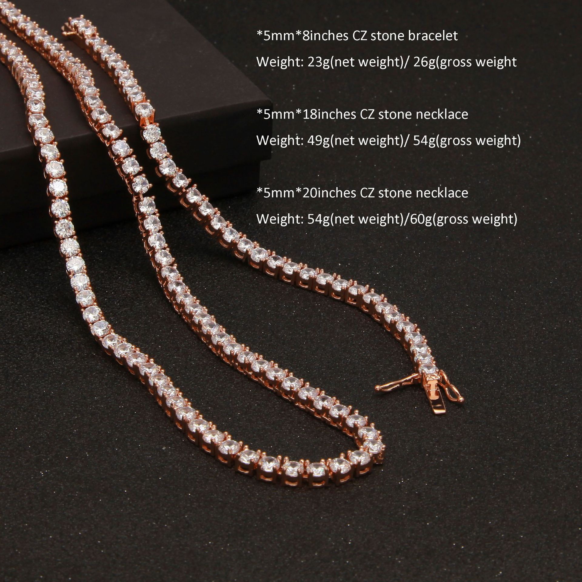 European Hip Hop Copper Inlaid Zircon a Row of Necklace Ins Popular Tennis Chain Multi-Specification Tennis Chain