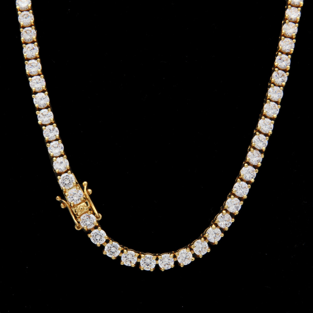 European Hip Hop Copper Inlaid Zircon a Row of Necklace Ins Popular Tennis Chain Multi-Specification Tennis Chain