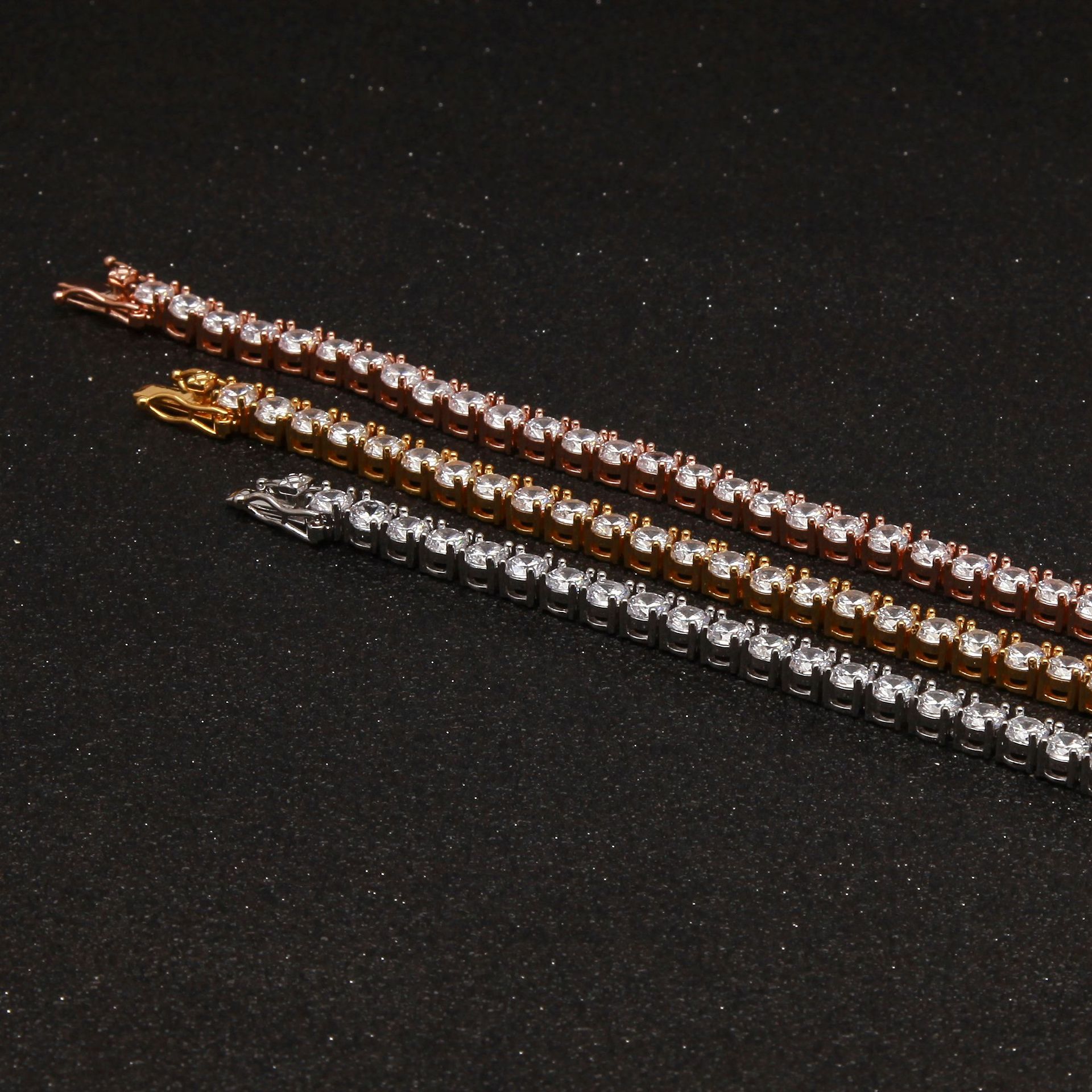 European Hip Hop Copper Inlaid Zircon a Row of Necklace Ins Popular Tennis Chain Multi-Specification Tennis Chain