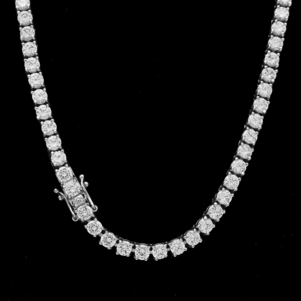 European Hip Hop Copper Inlaid Zircon a Row of Necklace Ins Popular Tennis Chain Multi-Specification Tennis Chain