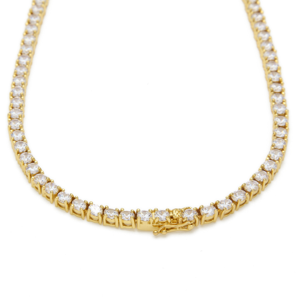 European Hip Hop Copper Inlaid Zircon a Row of Necklace Ins Popular Tennis Chain Multi-Specification Tennis Chain