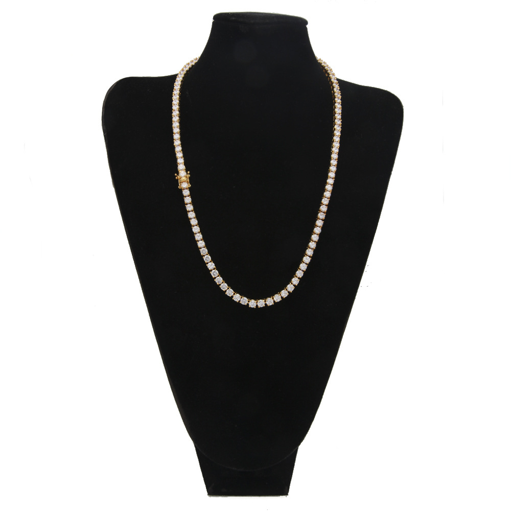 European Hip Hop Copper Inlaid Zircon a Row of Necklace Ins Popular Tennis Chain Multi-Specification Tennis Chain