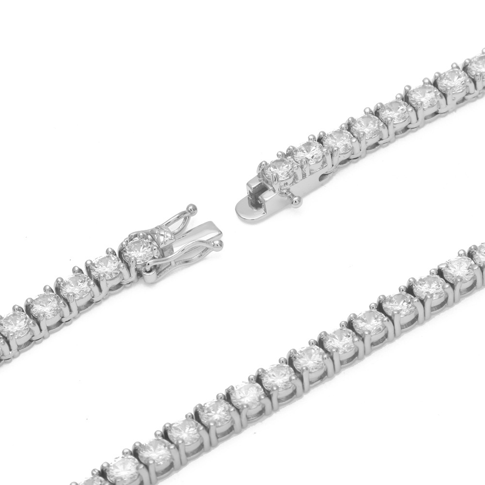 European Hip Hop Copper Inlaid Zircon a Row of Necklace Ins Popular Tennis Chain Multi-Specification Tennis Chain