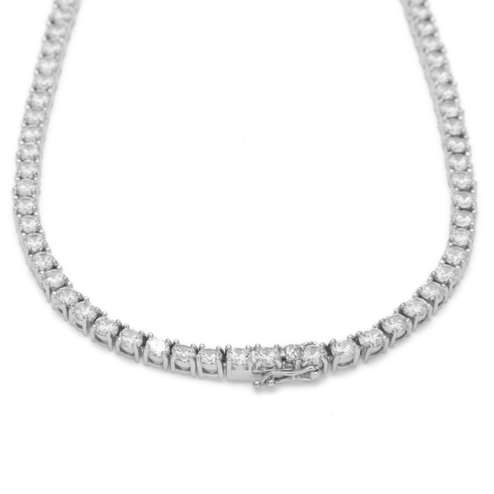 European Hip Hop Copper Inlaid Zircon a Row of Necklace Ins Popular Tennis Chain Multi-Specification Tennis Chain