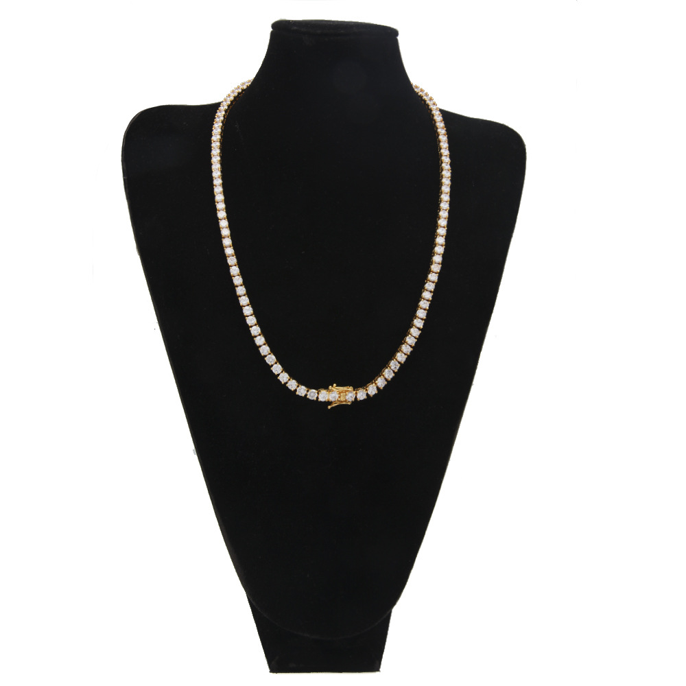 European Hip Hop Copper Inlaid Zircon a Row of Necklace Ins Popular Tennis Chain Multi-Specification Tennis Chain