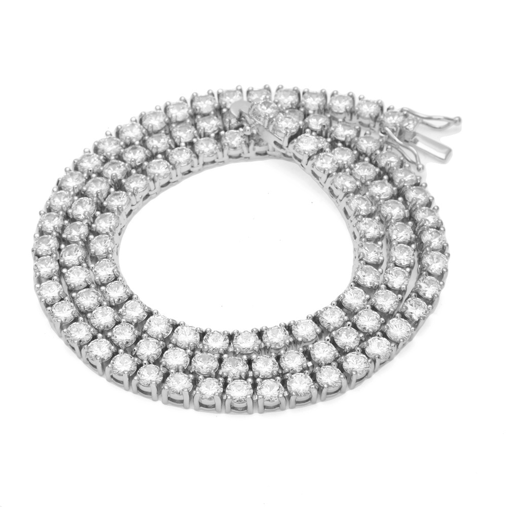 European Hip Hop Copper Inlaid Zircon a Row of Necklace Ins Popular Tennis Chain Multi-Specification Tennis Chain