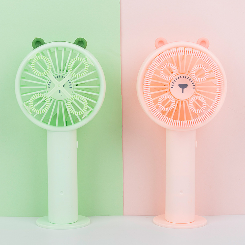 Outdoor Fun Bubble Machine Fan Beach Mini Electric Bubble Blowing Toy Handheld Desktop USB Electric Fan