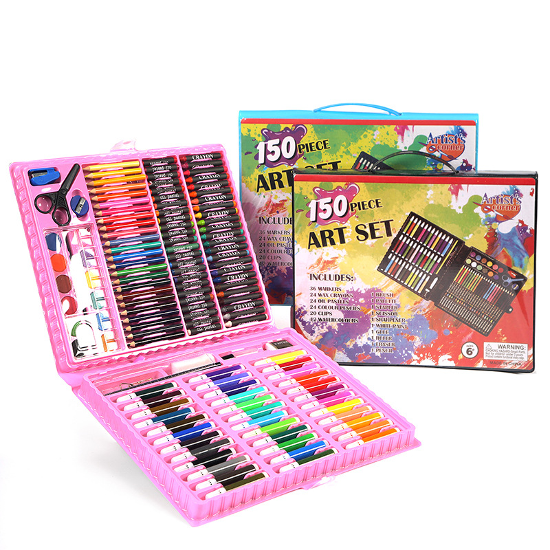 150-Piece Set Painting Kit Children&#039;s Gift Box Watercolor Pen Wholesale Children&#039;s Student Drawing Brush Wax Crayon Oil Pastels