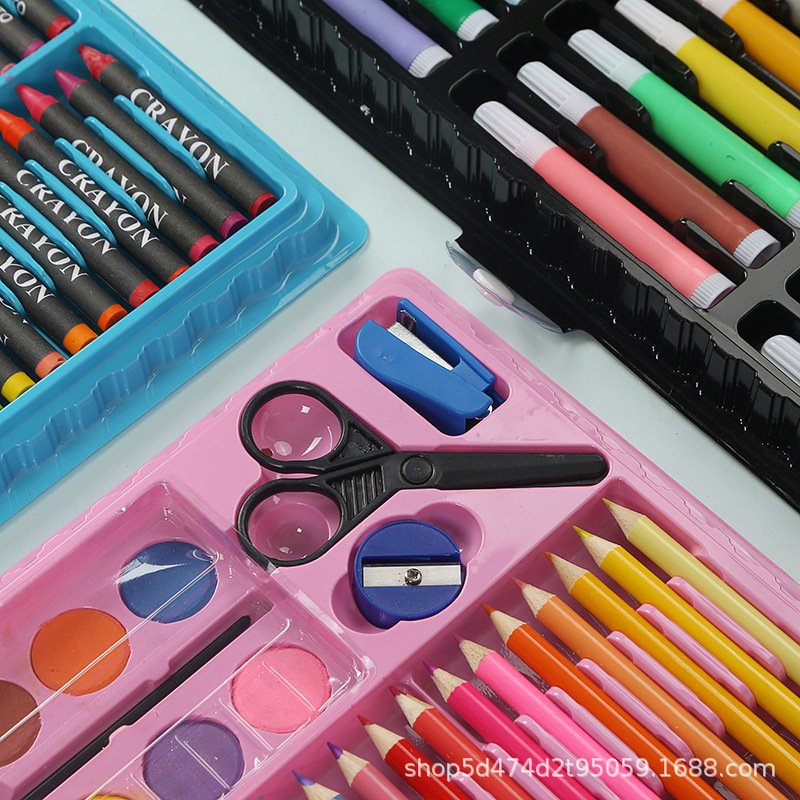 150-Piece Set Painting Kit Children&#039;s Gift Box Watercolor Pen Wholesale Children&#039;s Student Drawing Brush Wax Crayon Oil Pastels