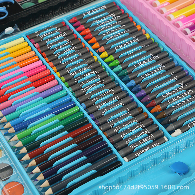 150-Piece Set Painting Kit Children&#039;s Gift Box Watercolor Pen Wholesale Children&#039;s Student Drawing Brush Wax Crayon Oil Pastels